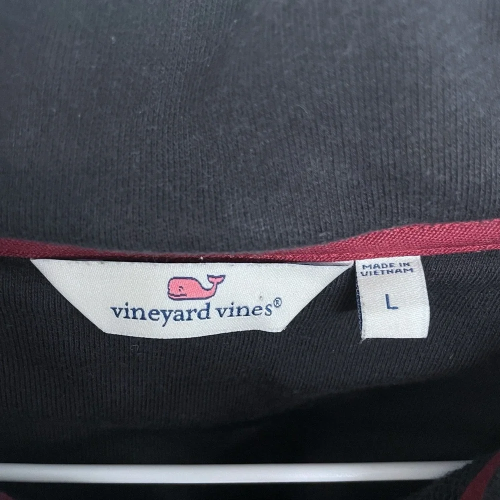 Vineyard Vines Two‎ Tone 1/4 Zip Pullover Sweatshirt Large Black Red